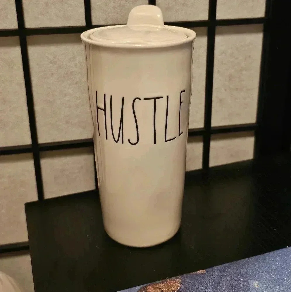 Rae Dunn Hustle ceramic tumbler